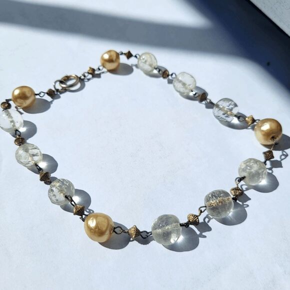 Vintage 50s Crystal and Pearl Necklace - Picture 2 of 2